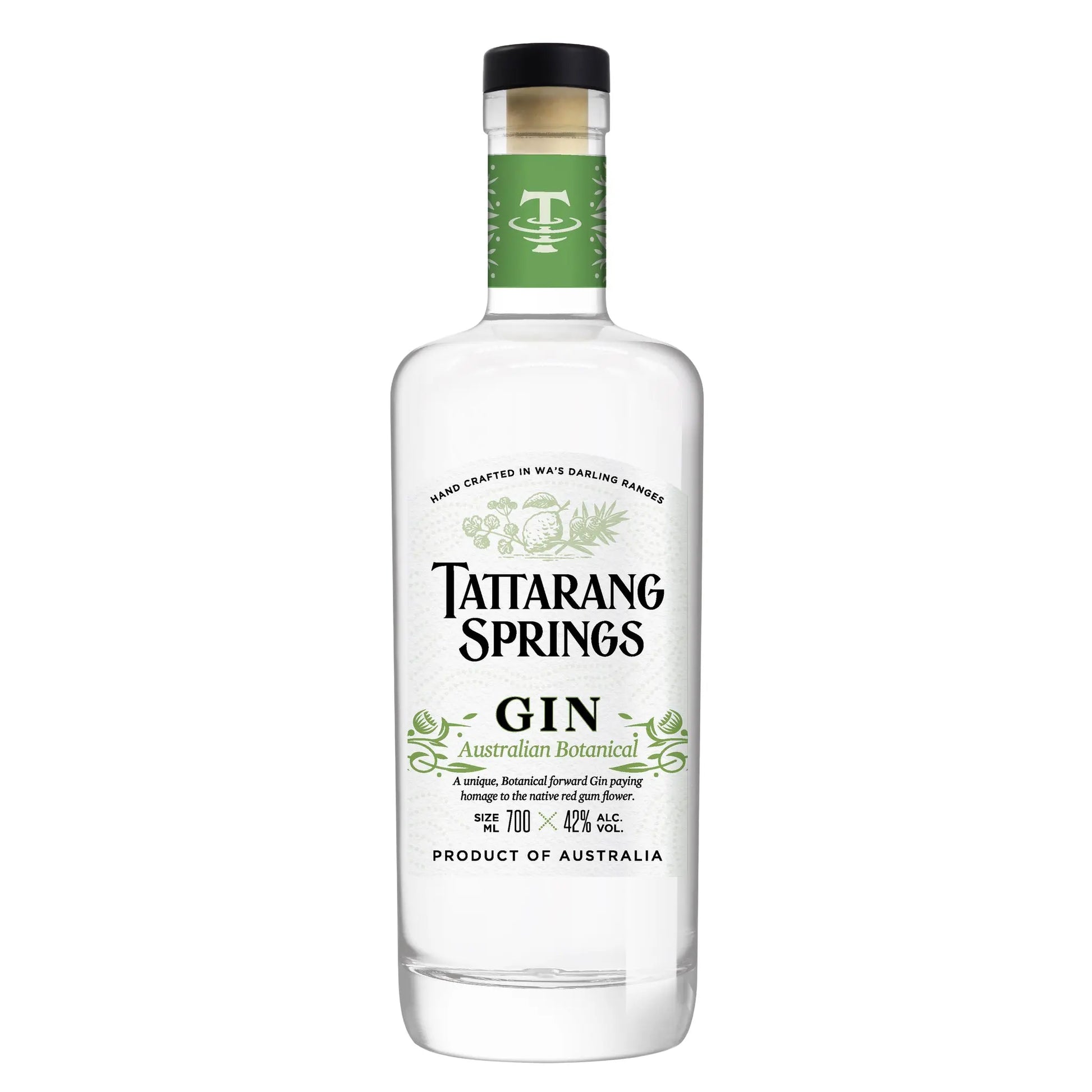 Tattarang Springs Botanical Gin bottle on a white background