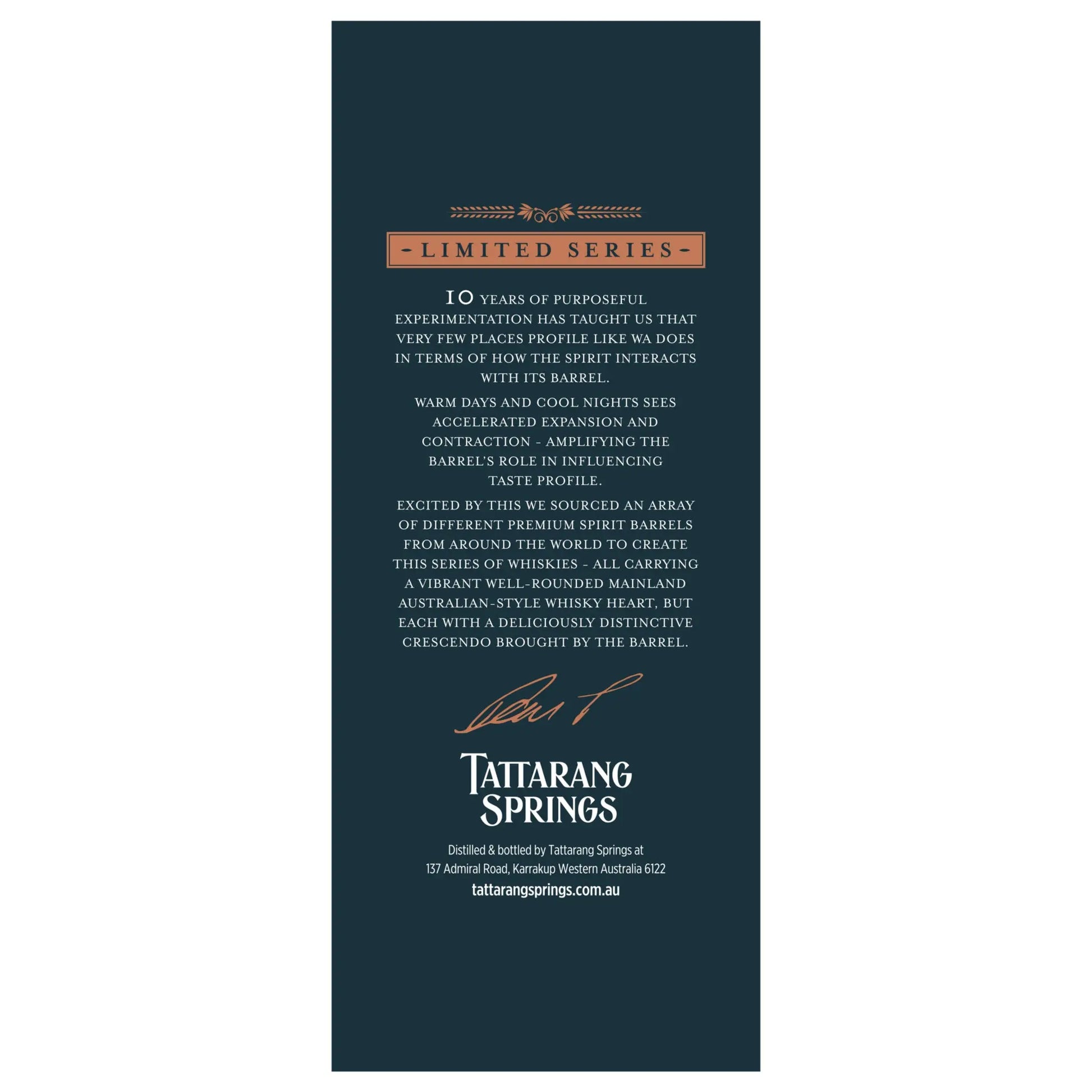 Bourbon Barrel Whisky 700ml - Tattarang Springs 