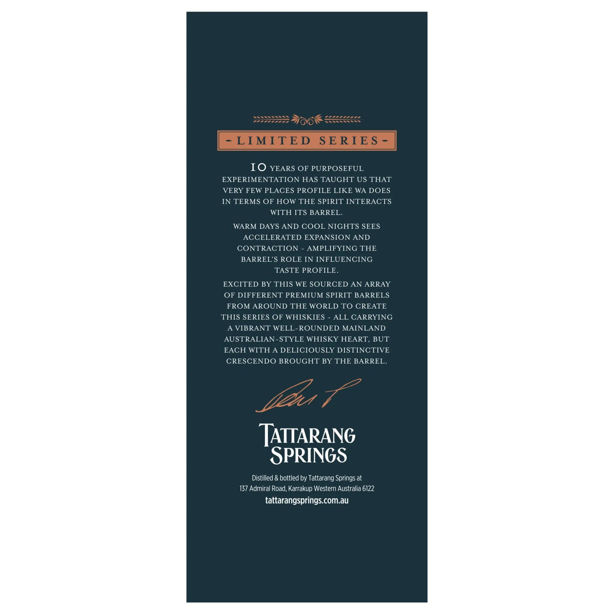 Bourbon Barrel Whisky 700ml - Tattarang Springs 